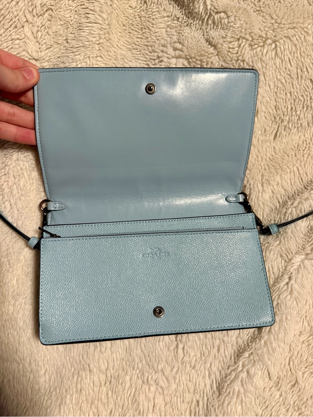 Coach Women's Blue Crossbody Wallet - Pebble Leather - Picture 4 of 7